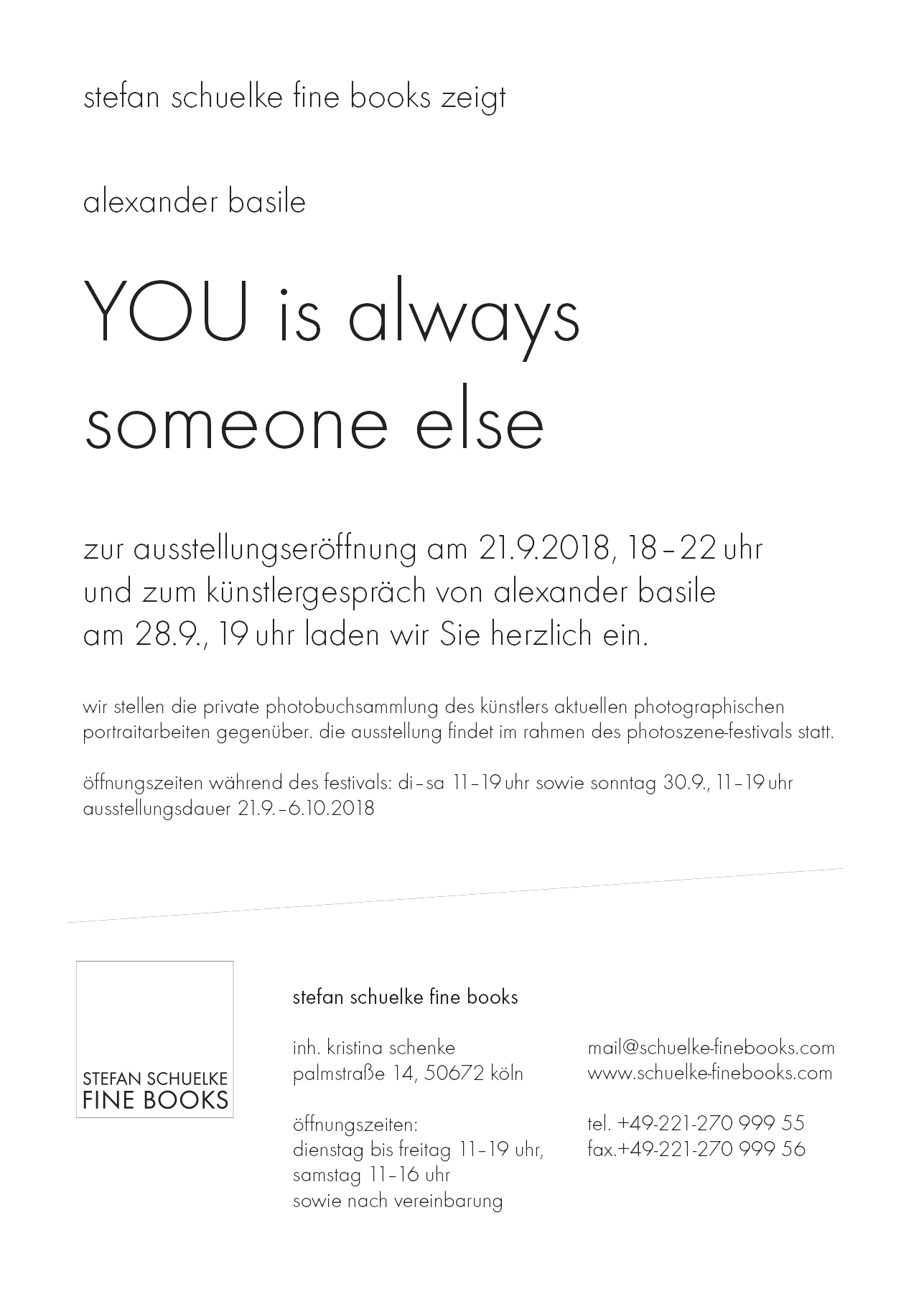 Alexander Basile - YOU is always someone else - exhibition - Stefan Schuelke Fine Books